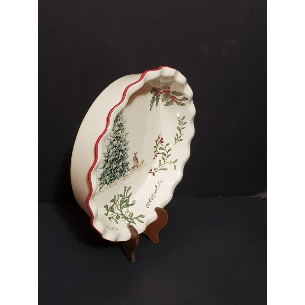 Better Homes Gardens Heritage Tree Winter Forest Deep Dish Pie Plate 10